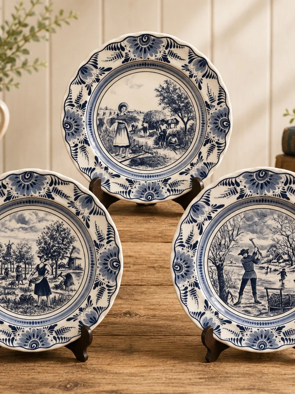 Blue and White Decorative Delft-Style Plate